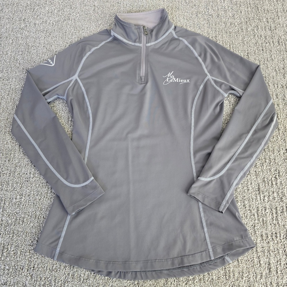 LeMieux Base Layer Grey Long Sleeve Equestrian Quarter Zip Top UK 4 EU 32